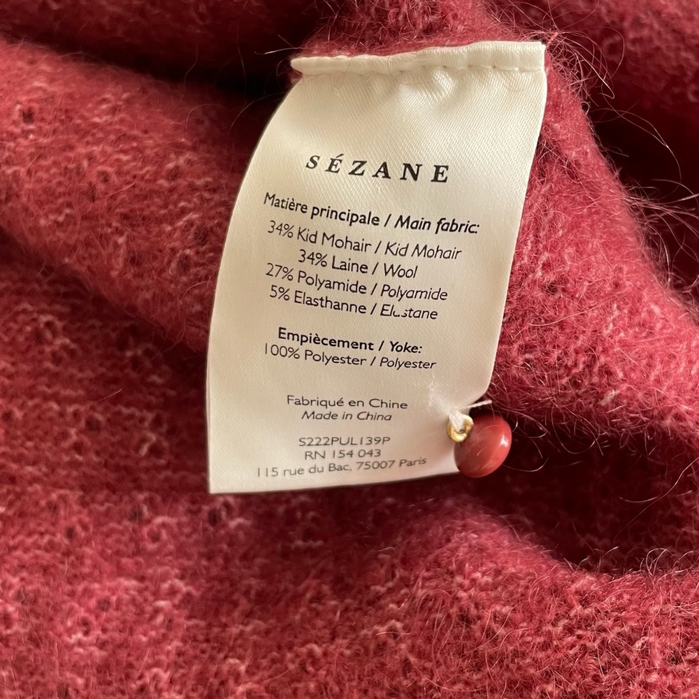 Sezane MEDIUM Cheryl mohair wool jumper sweater in Rosewood - Picture 9 of 10